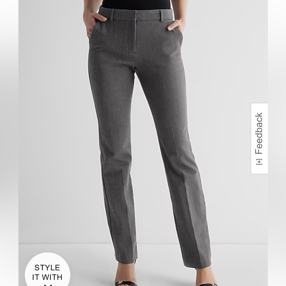 Express Editor Mid Rise Bootcut Pant in Heather Gray